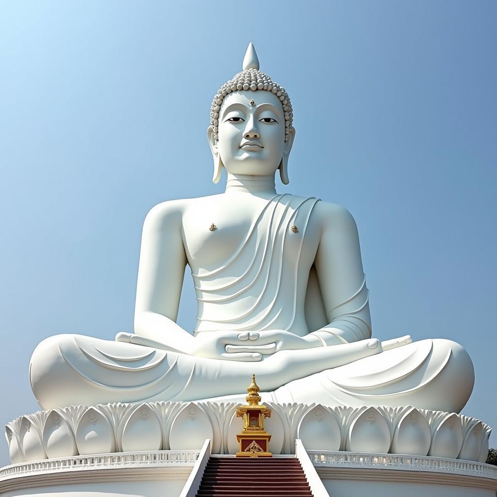 Tượng Phật trắng lớn tại chùa Phước Hải Đắk Lắk, thể hiện sự tôn nghiêm và thanh tịnh