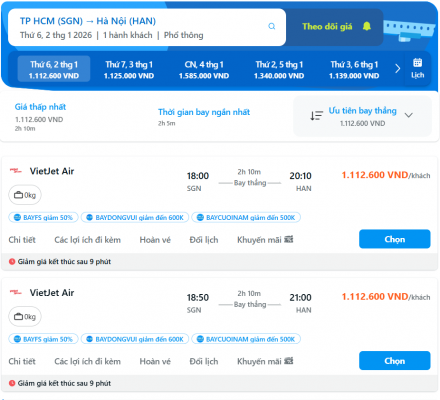 Tìm chuyến bay VietJet giá rẻ